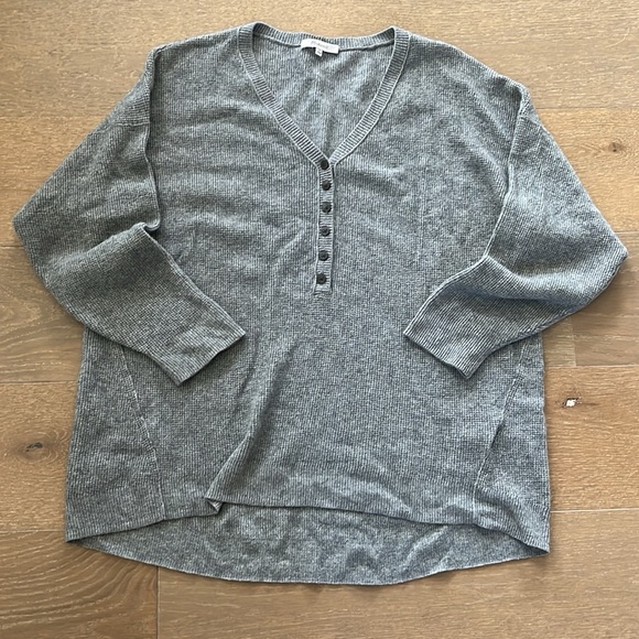 Madewell Plus Size Asherton Waffle Henley Sweater in gray size 1X - Picture 2 of 10